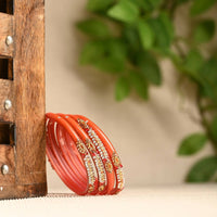 Thumbnail for Afast Elegant Bridal & Wedding Party Fashion Bangle/Kada Set, Orange, Glass, Pack Of 8 Model No- A29 - Distacart