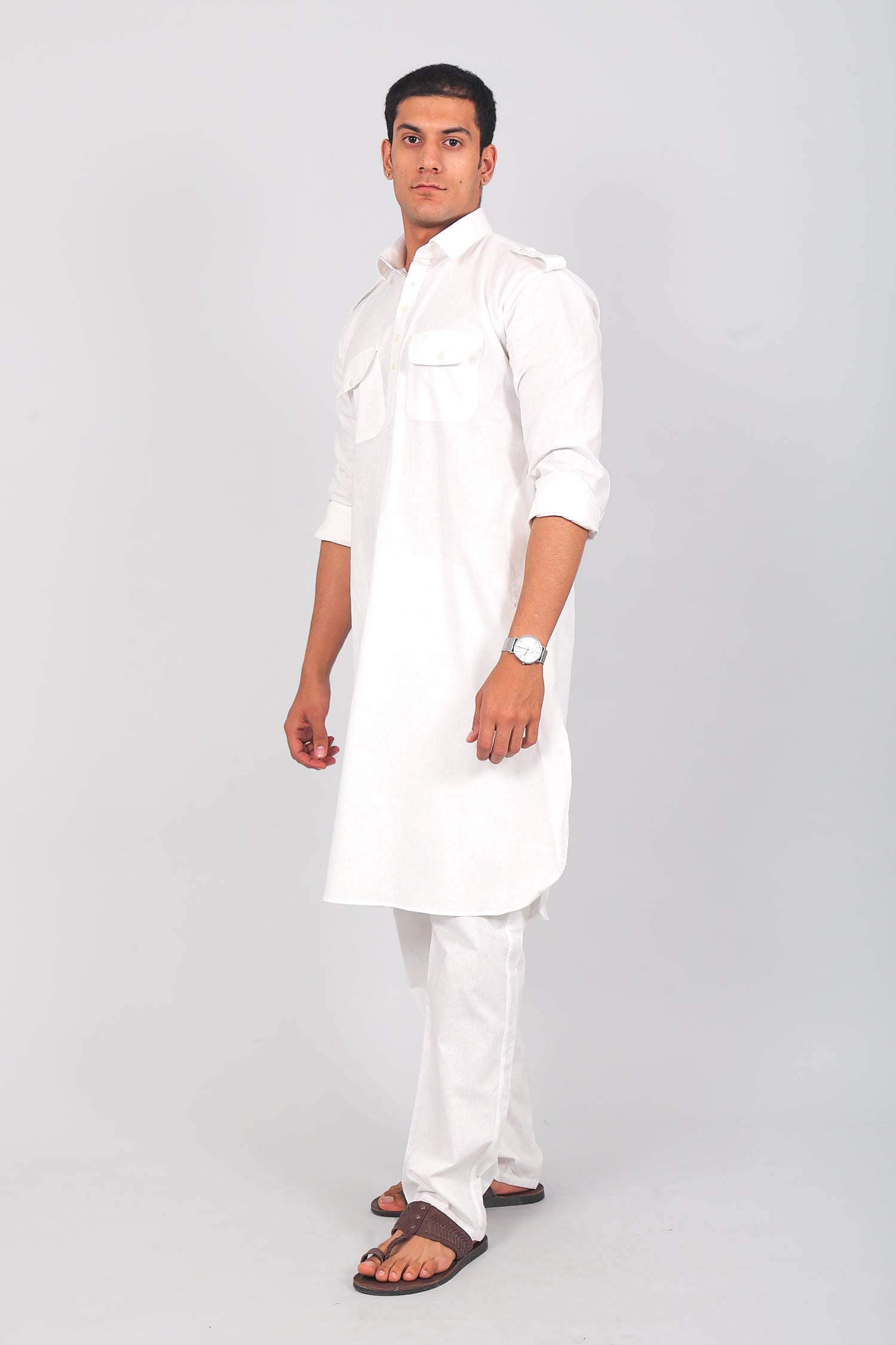 Bluesaanchi Men's Pathani White Color Kurta With Trouser Pant - Distacart