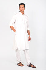 Thumbnail for Bluesaanchi Men's Pathani White Color Kurta With Trouser Pant - Distacart