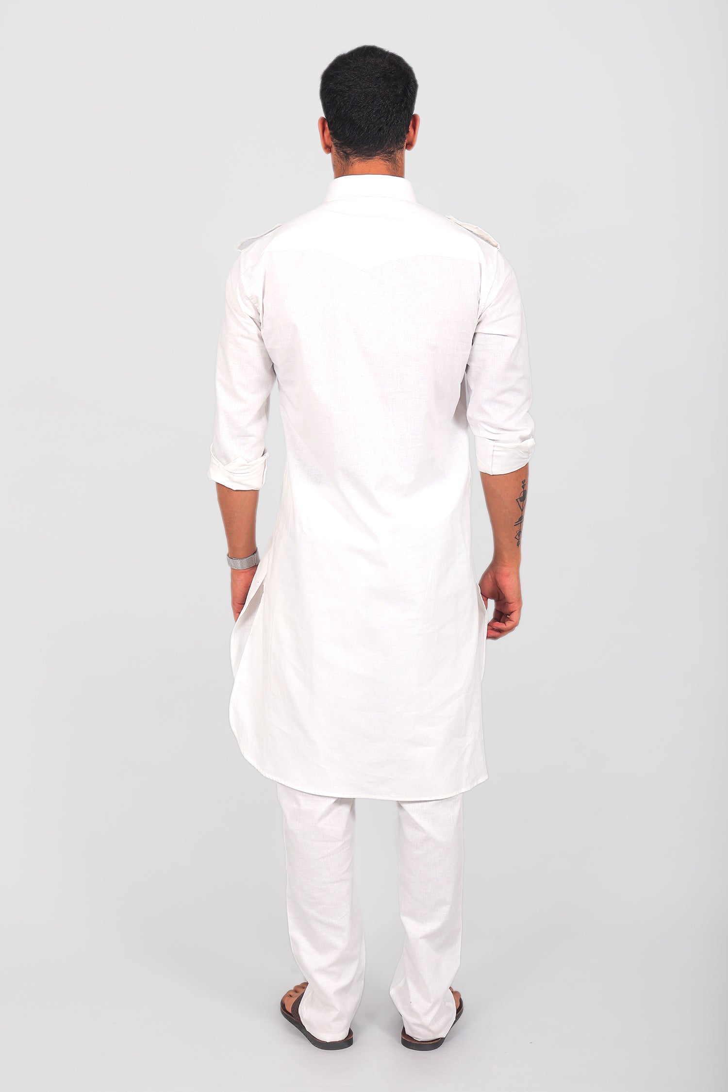 Bluesaanchi Men's Pathani White Color Kurta With Trouser Pant - Distacart