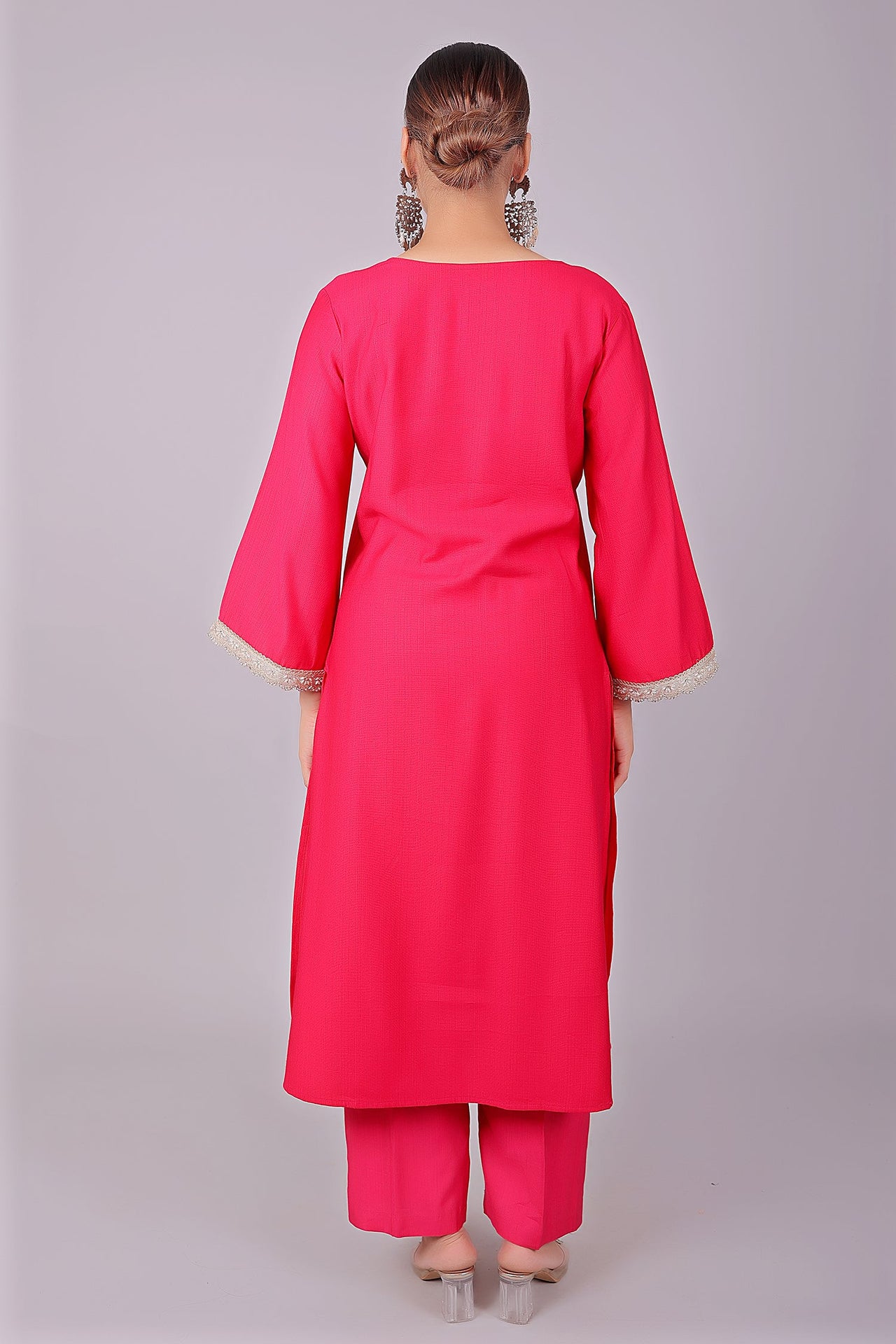 Bluesaanchi Women's Hot Pink Kurti Pajama Set