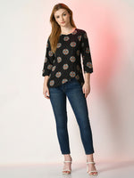 Thumbnail for Myshka Women's Black Printed Top - Distacart