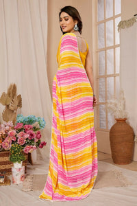 Thumbnail for Aafreen Partywear Designer Lemon Georgette Fancy Ready Wear Saree - Distacart