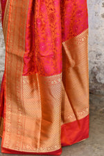 Thumbnail for Joban Fashion Red Pure Katan Pure Handloom Banarasi Silk Saree