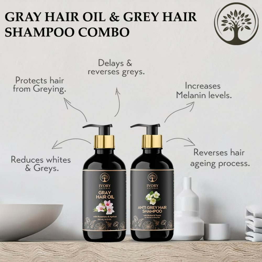 Ivory Natural Grey Combo For Hair - Natural Solution For Greys, Restore Natural Black And Shine Of Hair - Distacart