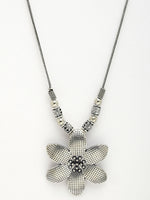 Thumbnail for NVR Women's Silver-Toned Floral Shape Pendant with Chain - Distacart