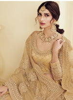 Thumbnail for Vegaa Fashion Beige Net Embroidered Wedding Lehenga