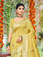 Thumbnail for Sangam Prints Yellow Heavy Assam Silk Saree With Meena Woven Work Traditional Saree