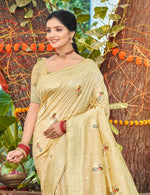 Thumbnail for Sangam Prints Cream Heavy Assam Silk Saree With Meena Woven Work Traditional Saree