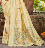 Thumbnail for Sangam Prints Cream Heavy Assam Silk Saree With Meena Woven Work Traditional Saree