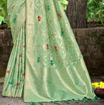 Thumbnail for Sangam Prints Sea Green Heavy Assam Silk Saree With Meena Woven Work Traditional Saree