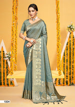 Thumbnail for Prazu Fashion Turquoise Assam Silk Weaving Wedding Wear Saree