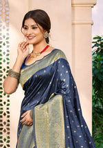 Thumbnail for Sangam Prints Navy Blue Assam Silk Woven Work Traditional Saree