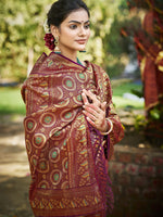 Thumbnail for Sangam Prints Wine Silk Woven Work Traditional Saree
