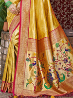 Thumbnail for Sangam Prints Mustard Kanjivaram Silk Woven Work Traditional Saree