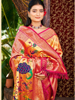 Thumbnail for Sangam Prints Multi Color Kanjivaram Silk Woven Work Traditional Saree