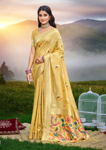 Thumbnail for Sangam Prints Yellow Heavy Assam Silk Saree With Meena Woven Work Traditional Saree