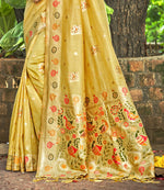 Thumbnail for Sangam Prints Yellow Heavy Assam Silk Saree With Meena Woven Work Traditional Saree