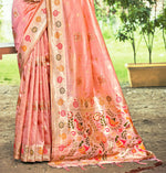 Thumbnail for Sangam Prints Peach Heavy Assam Silk Saree With Meena Woven Work Traditional Saree