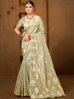 Thumbnail for Sangam Prints Grey Munga Kota Woven Work Traditional Saree