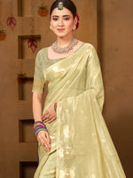 Thumbnail for Sangam Prints Olive Green Munga Kota Woven Work Traditional Saree