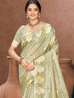 Thumbnail for Sangam Prints Grey Munga Kota Woven Work Traditional Saree