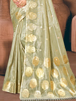 Thumbnail for Sangam Prints Grey Munga Kota Woven Work Traditional Saree