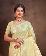 Thumbnail for Sangam Prints Golden Munga Kota Woven Work Traditional Saree