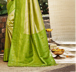 Thumbnail for Sangam Prints Green And Gold Kanjivaram Silk Woven Work Traditional Saree