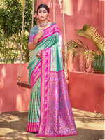 Thumbnail for Sangam Prints Sea Green Kanjivaram Silk Woven Work Traditional Saree