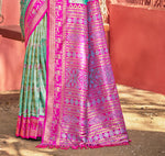 Thumbnail for Sangam Prints Sea Green Kanjivaram Silk Woven Work Traditional Saree