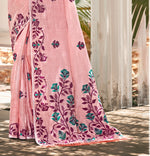 Thumbnail for Sangam Prints Light Pink Linen Woven Work Traditional Saree