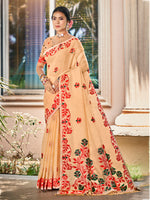 Thumbnail for Sangam Prints Peach  Linen Woven Work Traditional Saree