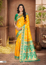 Thumbnail for Prazu Fashion Yellow Silk Weaving Wedding Wear Saree