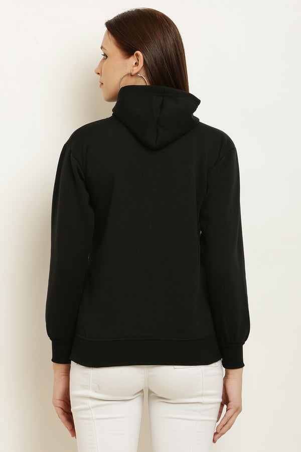 PAVONINE Black Color Bts-Design Pullover Hoodie Sweatshirt For Girls - Distacart