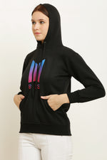 Thumbnail for PAVONINE Black Color Bts-Design Pullover Hoodie Sweatshirt For Girls - Distacart