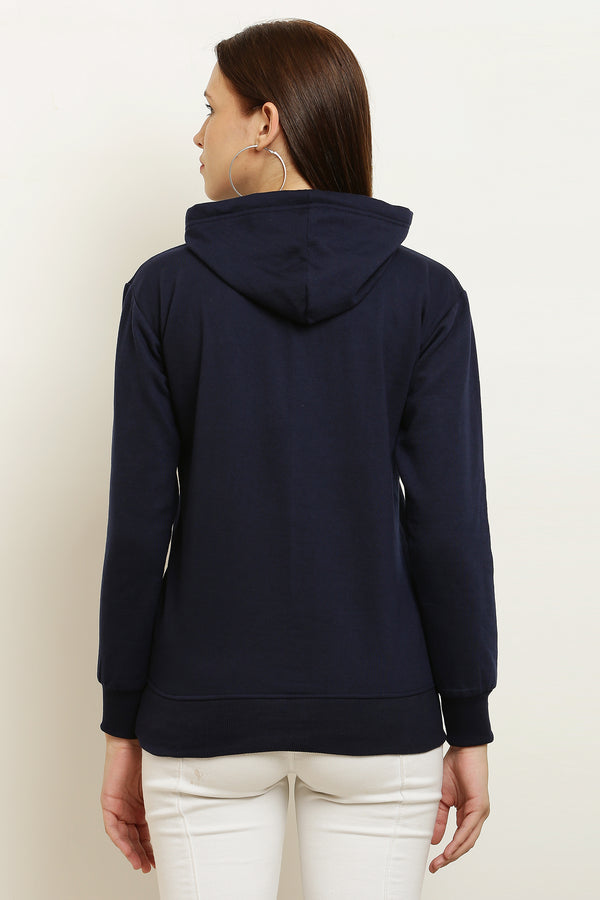 PAVONINE Navy Blue Color Bts-Design Pullover Hoodie Sweatshirt For Girls - Distacart