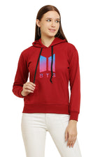 Thumbnail for PAVONINE Red Color Bts-Design Pullover Hoodie Sweatshirt For Girls - Distacart