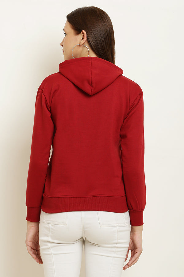 PAVONINE Red Color Bts-Design Pullover Hoodie Sweatshirt For Girls - Distacart