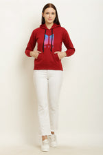 Thumbnail for PAVONINE Red Color Bts-Design Pullover Hoodie Sweatshirt For Girls - Distacart