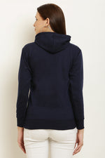 Thumbnail for PAVONINE Navy Blue Color Bts Flower-Design Pullover Hoodie Sweatshirt For Girls - Distacart