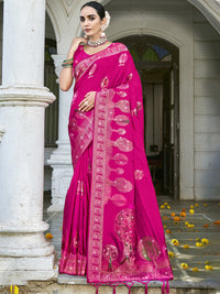 Thumbnail for Aanika Women Rani Silk Woven Work Festival Saree
