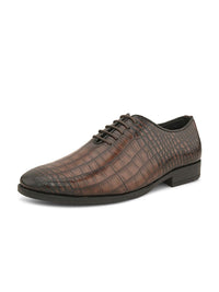 Thumbnail for House of Pataudi Men Textured Formal Lace Up Oxfords