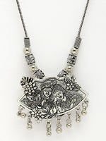 Thumbnail for NVR Women's Silver-Toned Radha Krishna Pendant with Chain - Distacart