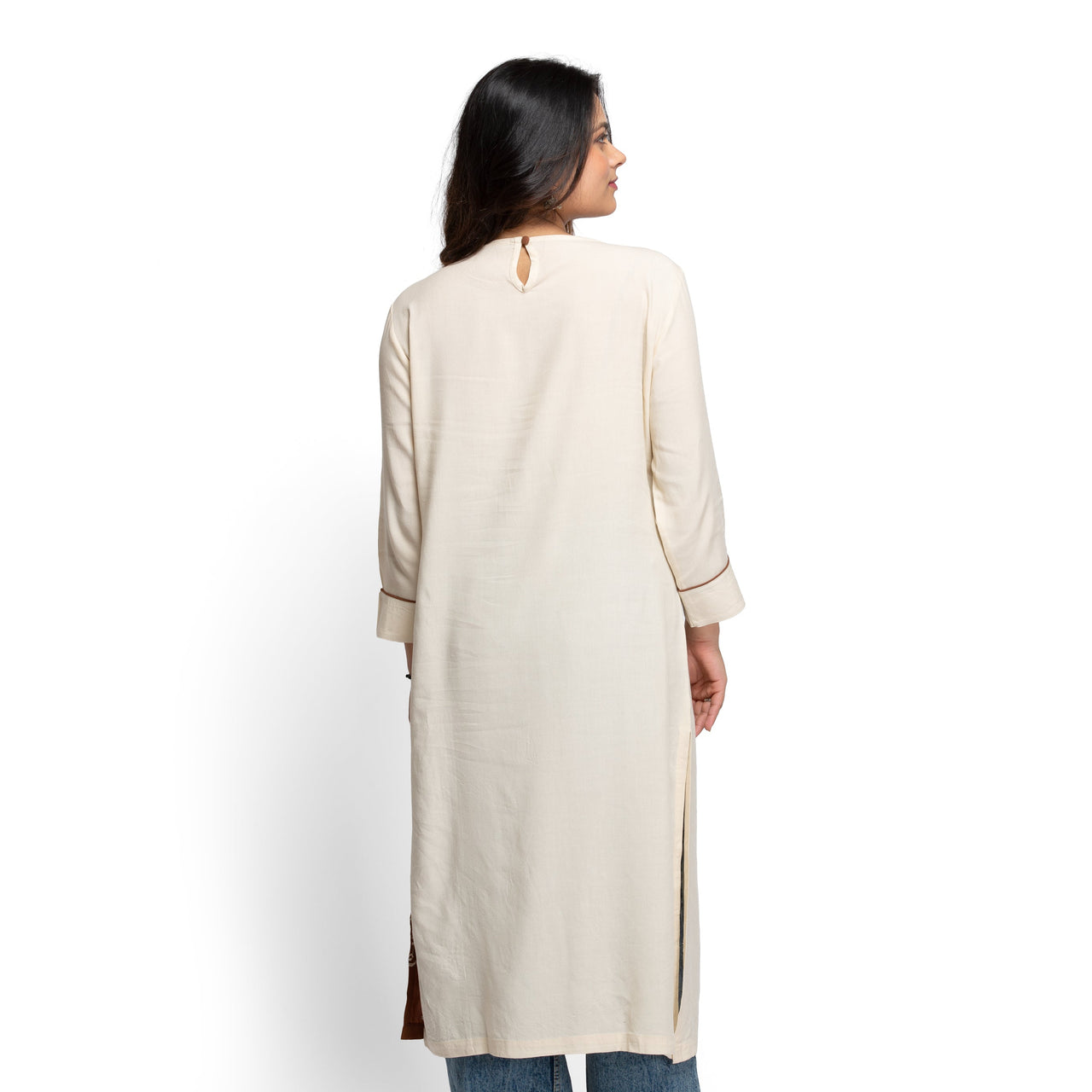 NOZ2TOZ Women's kurti with embroidery - Brown