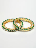 Thumbnail for NVR Women's Set Of 2 Gold-Polished Kundan-Studded Bangles - Distacart