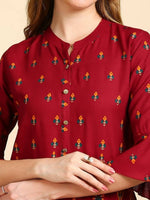 Thumbnail for Anubhutee Maroon & Golden Printed Straight Kurti - Distacart
