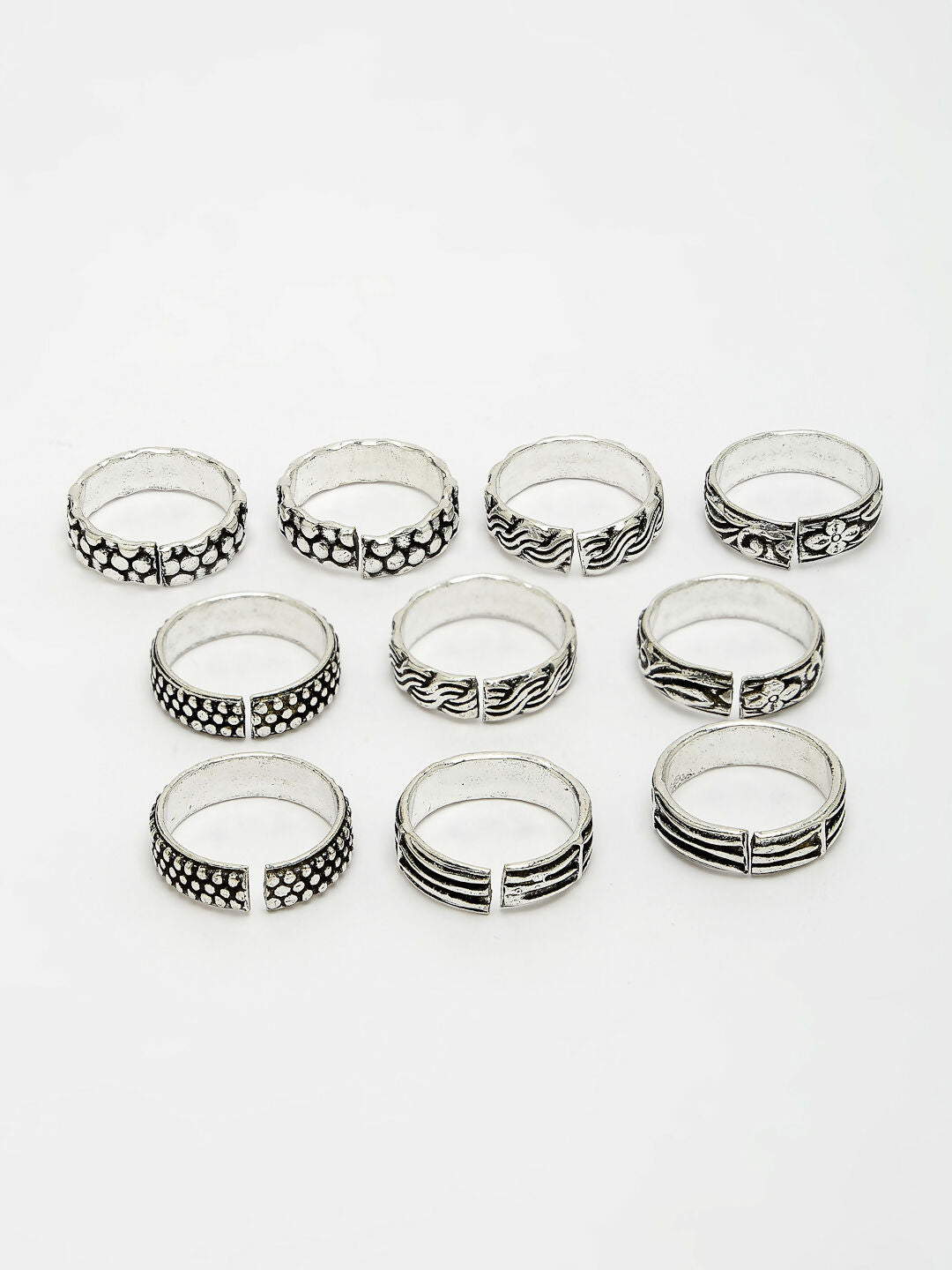 NVR Women's Set of 5 Silver-Plated German Silver Toe Ring