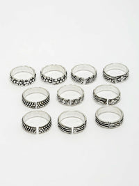 Thumbnail for NVR Women's Set of 5 Silver-Plated German Silver Toe Ring
