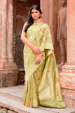 Thumbnail for Joban Fashion Light Green Banarasi Katan Pure Handloom Banarasi Silk Saree